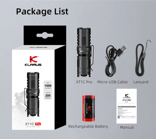 Zoom bild av Klarus XT1C PRO - 1000LM IPX8