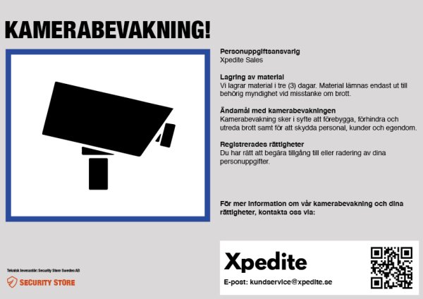 Zoom bild av Övervakningsskylt – A4 liggande dekal GDPR-anpassad