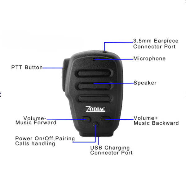 Zoom bild av Zodiac Monofon Bluetooth med PTT och 3,5 mm-uttag